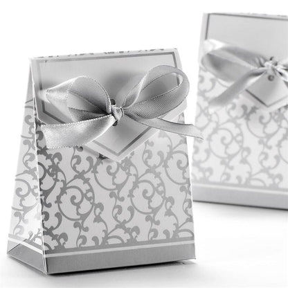 Silver Wedding Favor Envelope Bag with Ribbon (50 Pcs)
