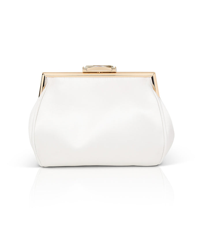 White | Skye Framed Clutch with Crystal Clasp