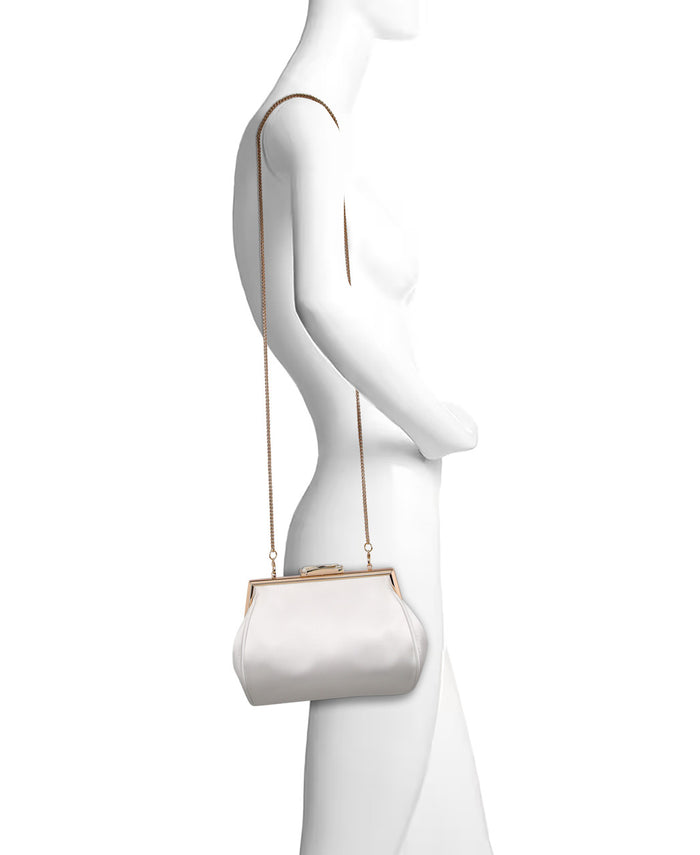 White | Skye Framed Clutch with Crystal Clasp
