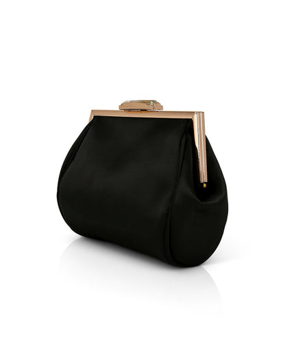 Black | Skye Framed Clutch with Crystal Clasp