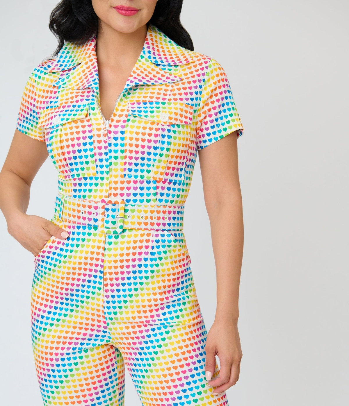Smak Parlour Rainbow Hearts Flare Jumpsuit