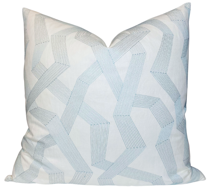 Soto Embroidered Pillow Cover in Bayside Blue