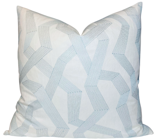 Soto Embroidered Pillow Cover in Bayside Blue
