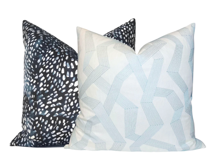 Soto Embroidered Pillow Cover in Bayside Blue