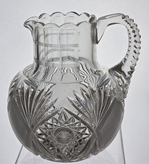 Straus ABP cut glass pitcher American brilliant blown blank