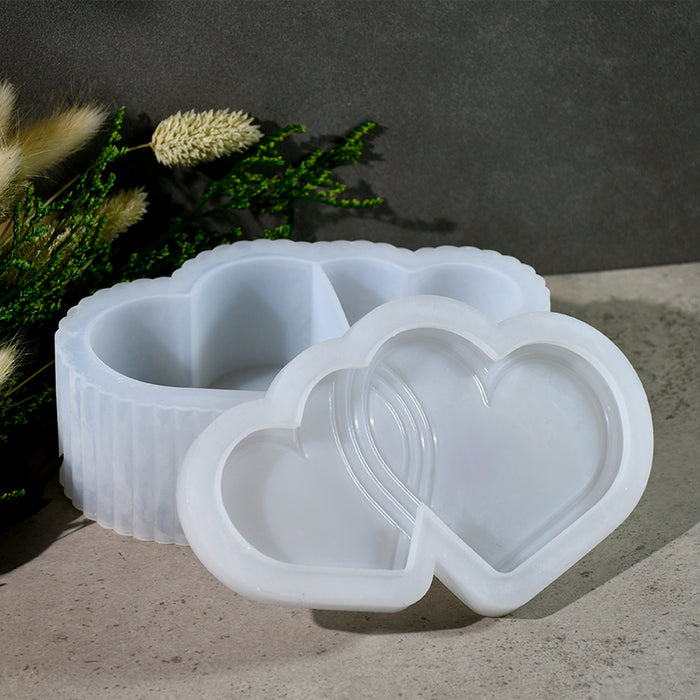 Striped Double Heart Storage Resin Mold