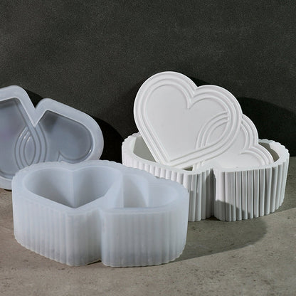 Striped Double Heart Storage Resin Mold
