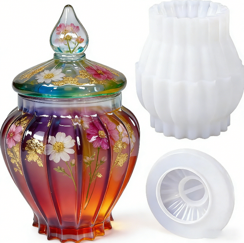 Striped Storage Jar Resin Mold