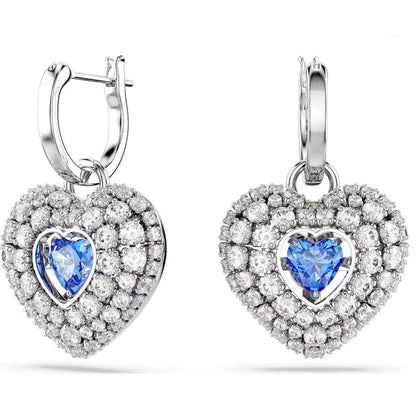 Swarovski Hyperbola drop earrings Heart, Blue, Rhodium Earrings*NEW in box