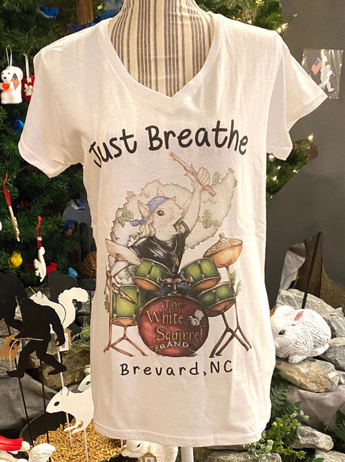 T-Shirt - Women's - Just Breathe Drummer - Short Sleeve V-Neck