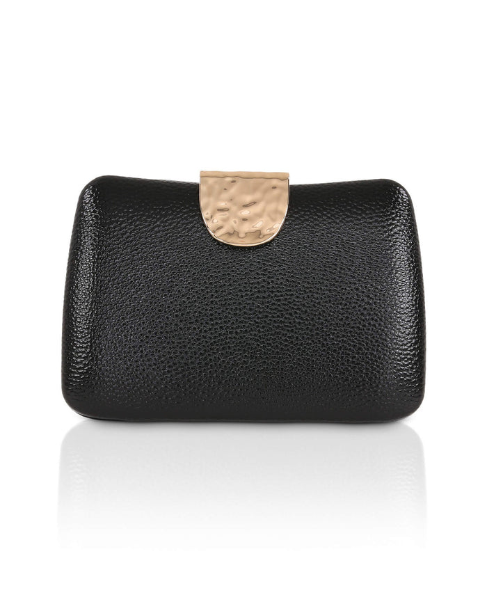 Black | Tatum Faux Leather Clutch Front