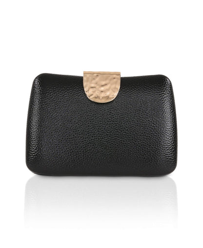 Black | Tatum Faux Leather Clutch Front
