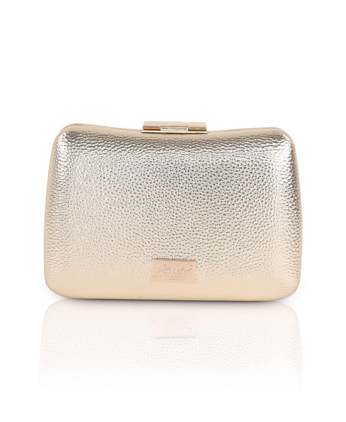 Gold | Tatum Faux Leather Clutch Back