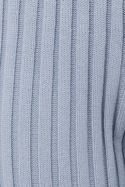 Celine Ribbed Knit Top - Blue