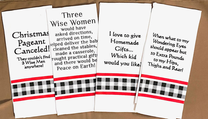 Towel - Christmas - Embroidered Bistro Towels with Funny Quotes