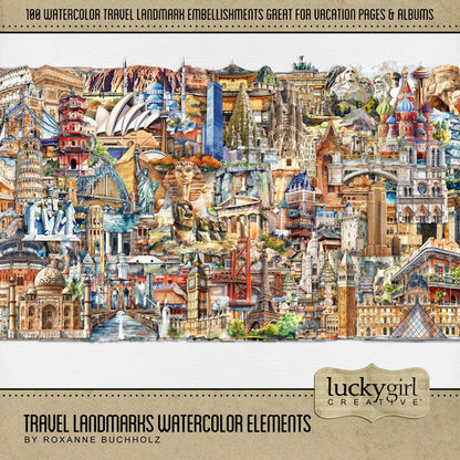 Designed with the world traveler in mind, this beautiful watercolor collection by Lucky Girl Creative digital art showcases international landmarks around the globe including North and South America, Europe, South America, Australia, Asia, and Africa. Landmarks include architecture, arch, downtown, Sydney Opera House, New Orleans, Coit Tower, San Francisco, California, Angkor Wat, Cambodia, CN Tower, Canada, castle, cathedral, cave, Chand Baori India, Great Wall of China, Temple of Heaven, Beijing, Greece,