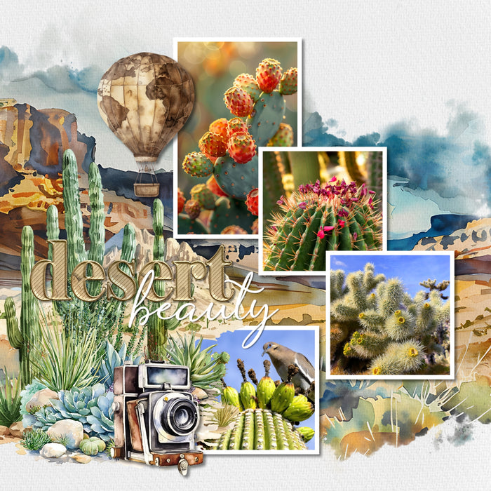 Travel Scenic Watercolor Digital Scrapbook Bundle