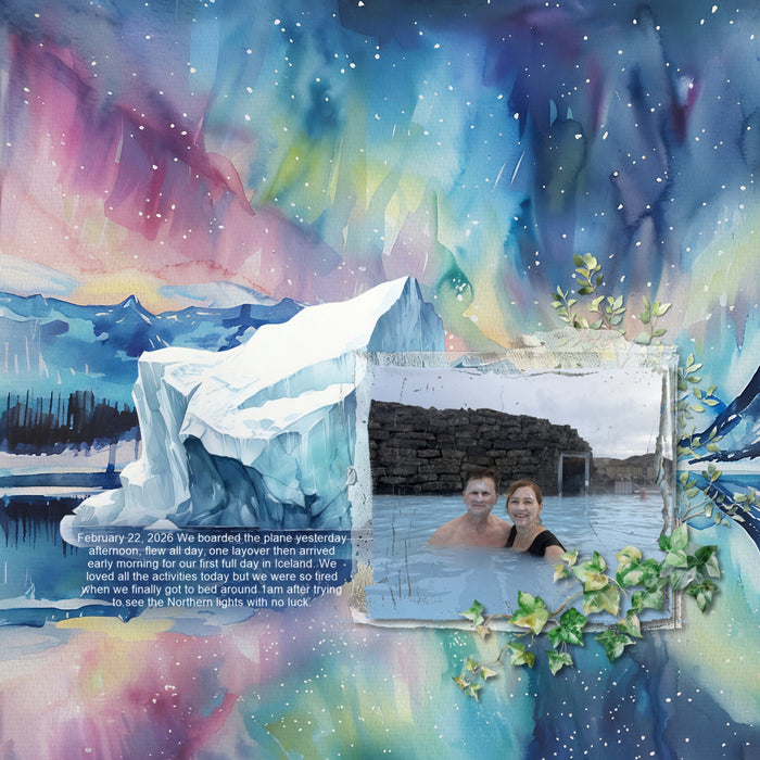 Travel Scenic Watercolor Digital Scrapbook Bundle