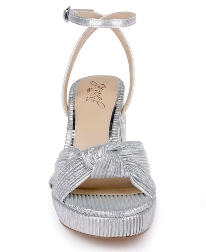Silver Fabric | Tyler Ribbed Open Toe Block Heels