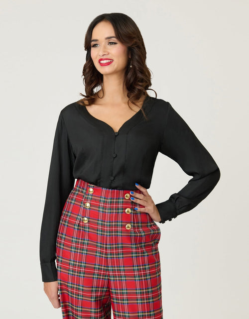 Unique Vintage Black Long Sleeve Blouse