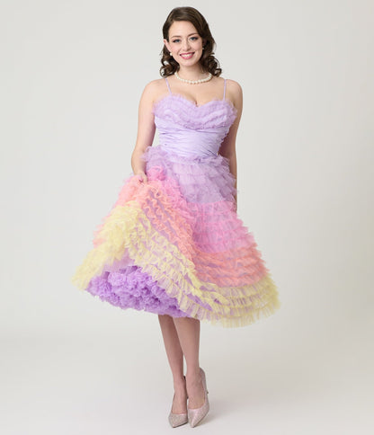 Unique Vintage Ombre Sunset Cupcake Swing Dress