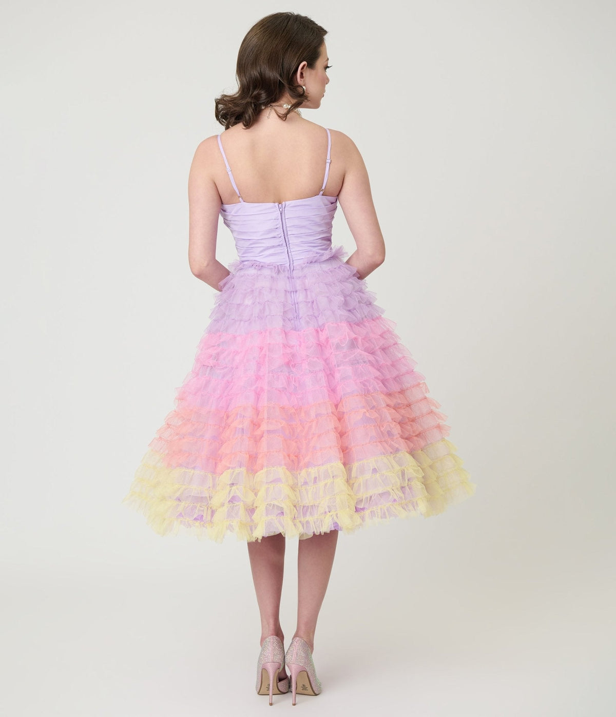 Unique Vintage Ombre Sunset Cupcake Swing Dress