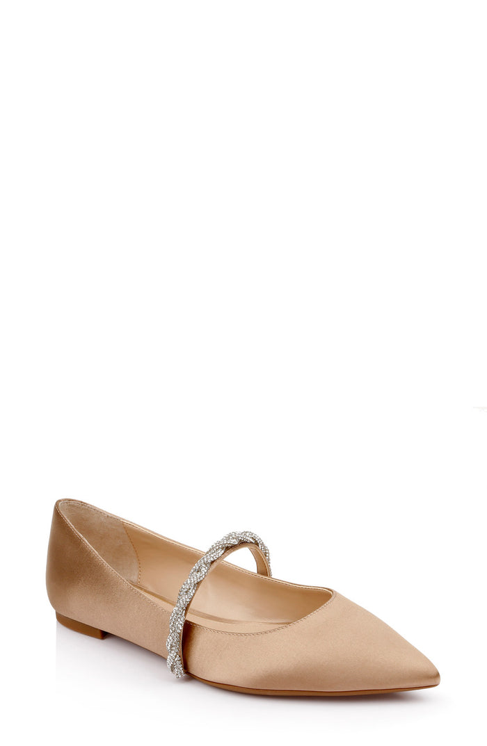 Dark Nude | Vana Pointed Flats with Embellished Straps