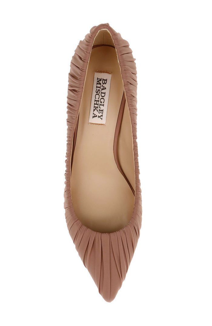 Nude Fabric | Verity Ruched Kitten Heel Pumps Top
