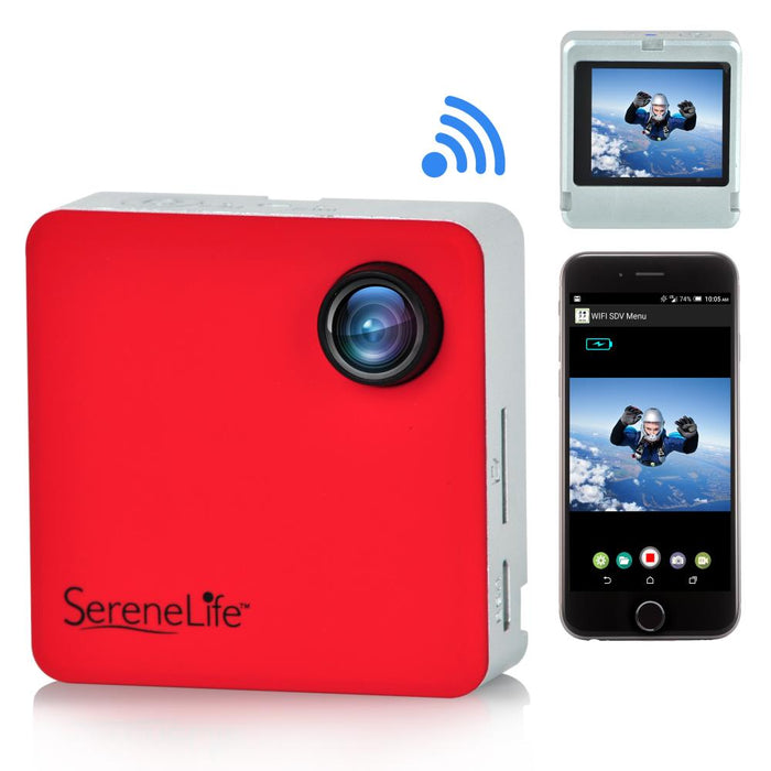 Wearable Camera 1080p HD WiFi Control Compact Red