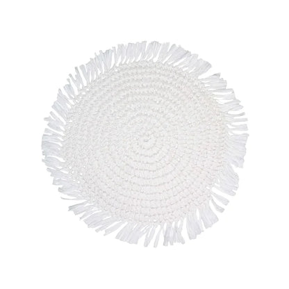 White Fringe Round Placemat