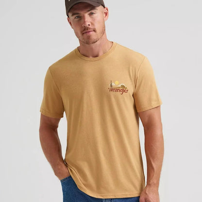 Wrangler Men's The Desert Inn Back Graphic T-Shirt in Apple Cinnamon Heather
