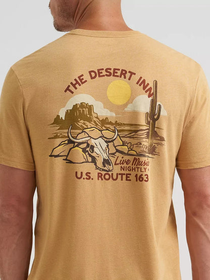 Wrangler Men's The Desert Inn Back Graphic T-Shirt in Apple Cinnamon Heather
