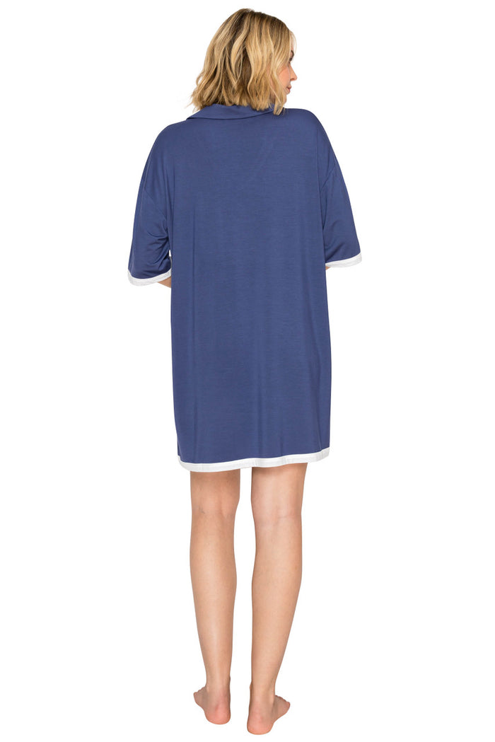 Blueberry | Yummy Modal Blend Collared Sleep Dress Back