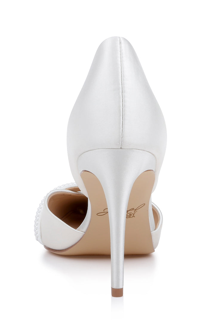 Ivory Satin | Zoey Pointed Toe d'Orsay Pump Back